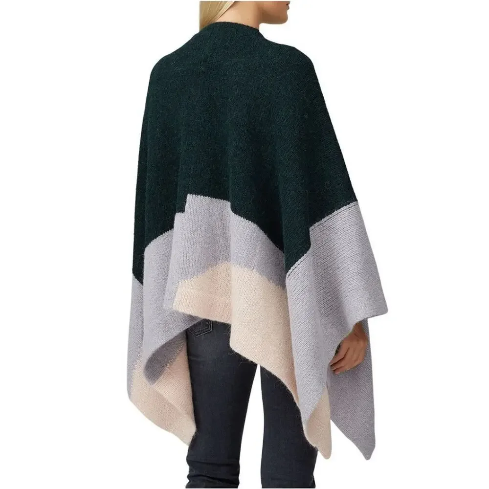 Elk Kulture Wrap Blockknit Poncho OS